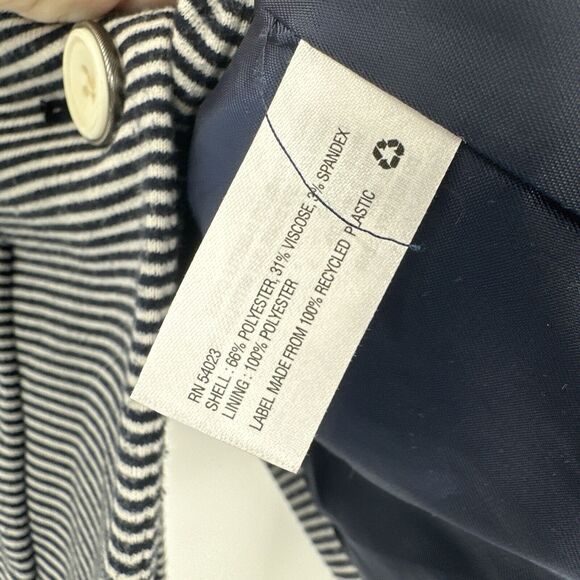 Gap Jacket Womens 2 The Academy Blazer Blue White Striped Preppy Coastal - Picture 6 of 8